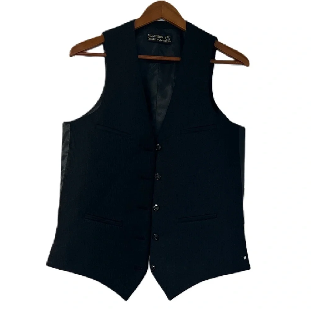 Glauber's Quality Clothing Boys 20X black pinstripe vest dapper holiday classic